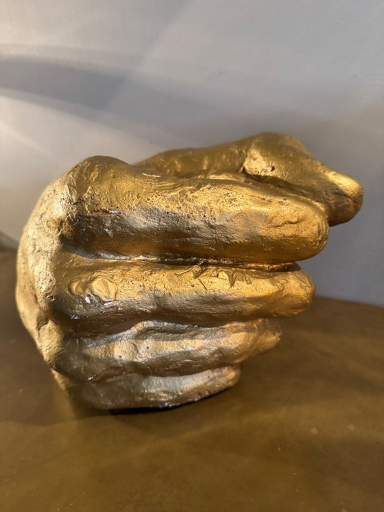 Image 1 of VINTAGE GRÓTE HANDGEMAAKTE HAND GOUD KUNSTACADEMIE 