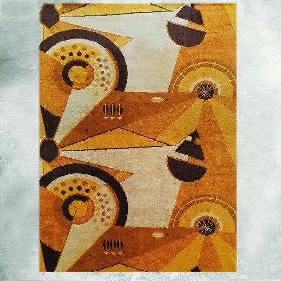 Image 1 of 1950s Constructivist Mechanical Futuristic Rug/Tapestry. Made in France