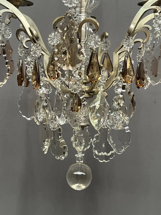 Lampadario antico francese di 170 cm con catena in cristallo in stile Luigi XVI. – Crystal, Glass (photo 7 of 12)