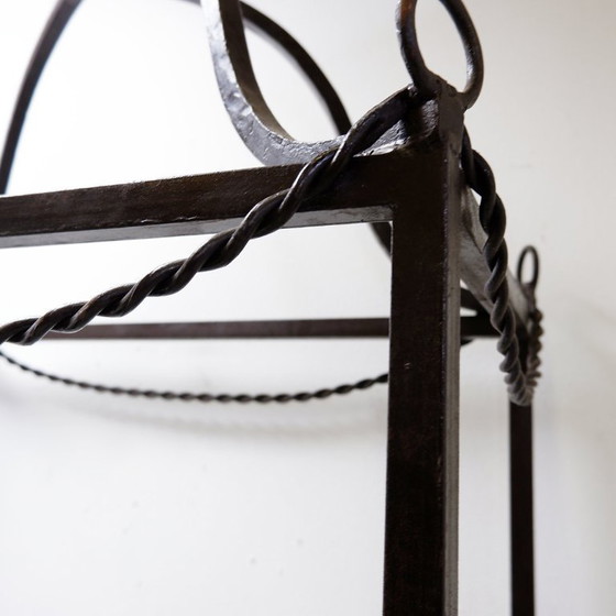 Image 1 of Vintage pagoda-style shelves in black metal