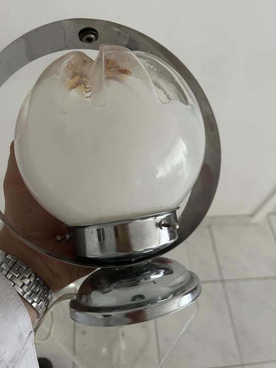 Image 1 of Vintage glass and chrome table lamp