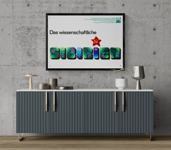 Image 1 of Das wissenschaftliche Sibirien – 1977 – Originele vintage wetenschapstentoonstellingposter – Mid-Century Modern – 98,5x68 cm