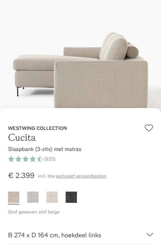 Divano letto Cucita Westing Collection – Westwing Collection, Divani letto, Metal, Textile (photo 15 of 15)