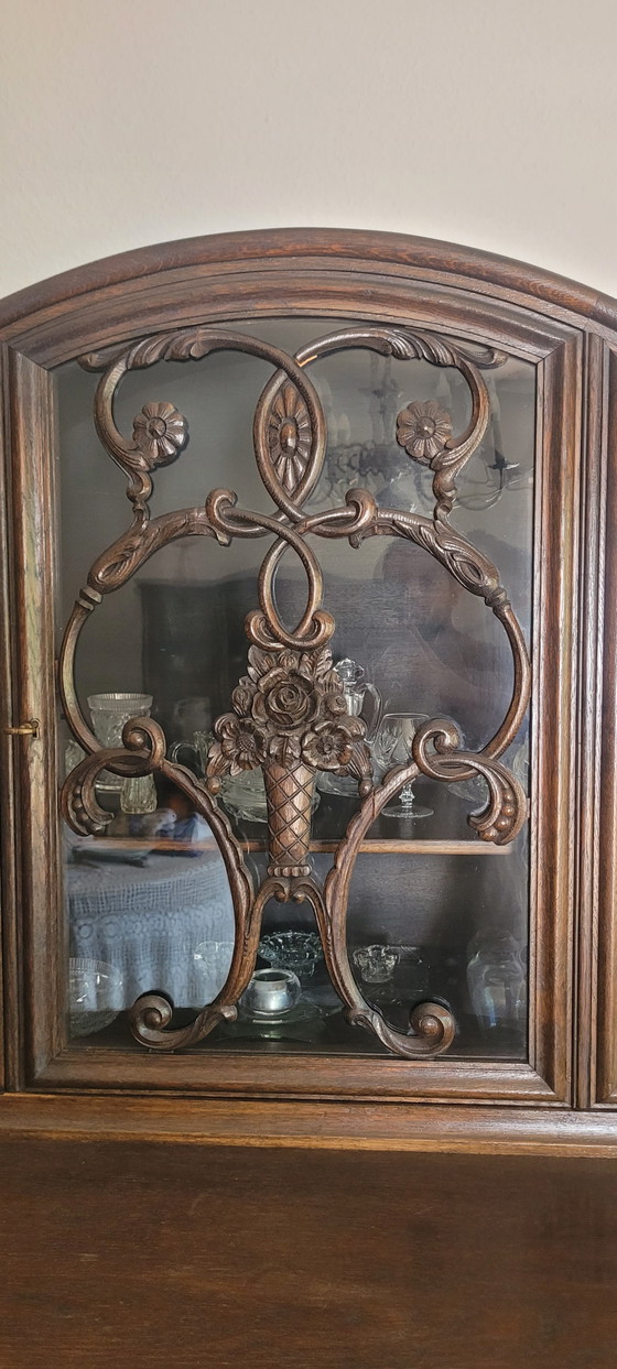 Credenza antica con piano espositivo – inizio XX secolo – Credenze con vetrina, Wood, Brass (photo 12 of 15)