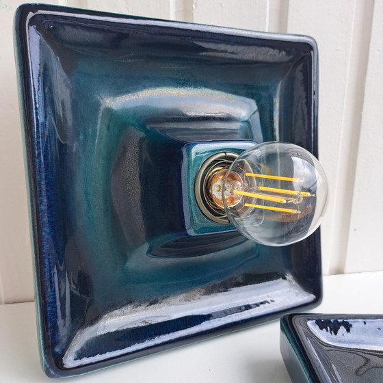 Rare find: 2 Hustadt lamps in petrol green (+ one free) Mid-Century Space Age 1970s – Hustadt Leuchten (photo 3 of 14)