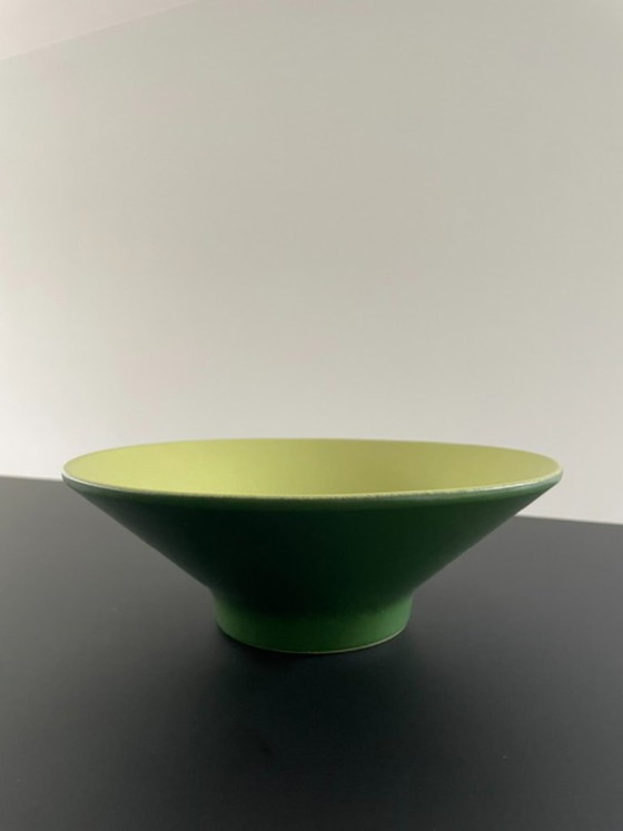 Image 1 of Ciotola in ceramica vintage di metà secolo – verde scuro e verde lime