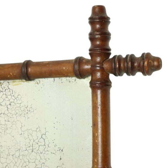 Image 1 of Antieke Houten Faux Bamboe Spiegel