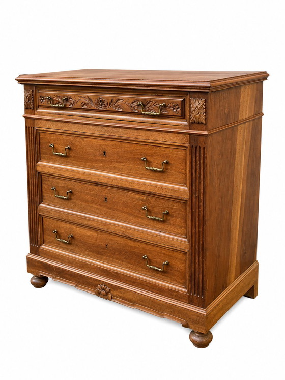 Commode Néo-Renaissance Henri II avec marbre rouge – Wood, Marble (photo 3 of 7)