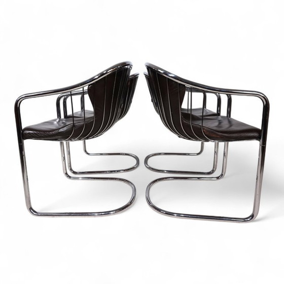 Image 1 of Set of 4 chrome dining chairs by Gastone Rinaldi for Thema, 1970
