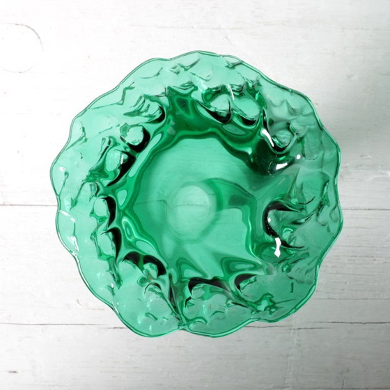 Image 1 of Vaso artistico vintage in vetro verde / Decorazione per la casa soffiato a mano / Stilvetro / Roma / Italia / Anni '80
