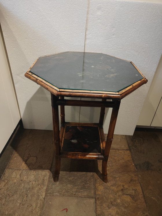 Image 1 of French Japanese bamboo and lacquer octagonal side table, circa 1880
