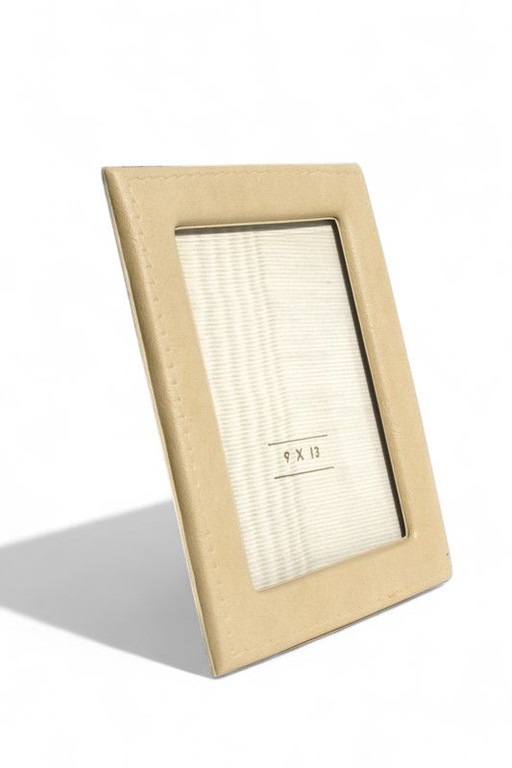 Cornice portafoto in skai beige - vintage