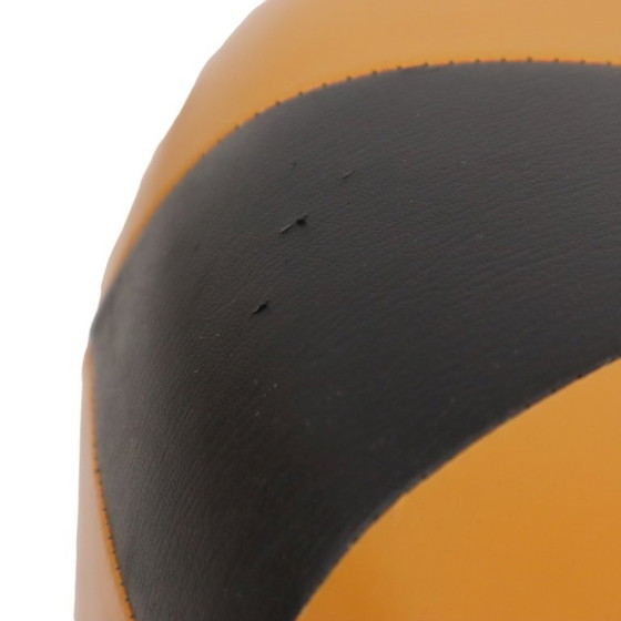 Image 1 of Pouf rotondo vintage in similpelle arancione e nera