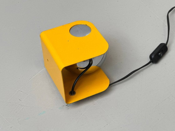 Image 1 of Set di 2 lampade a globo in stile Space Age, color ocra e cromo, anni '70.