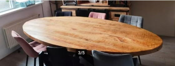Image 1 of mesa de comedor ovalada de madera de mango
