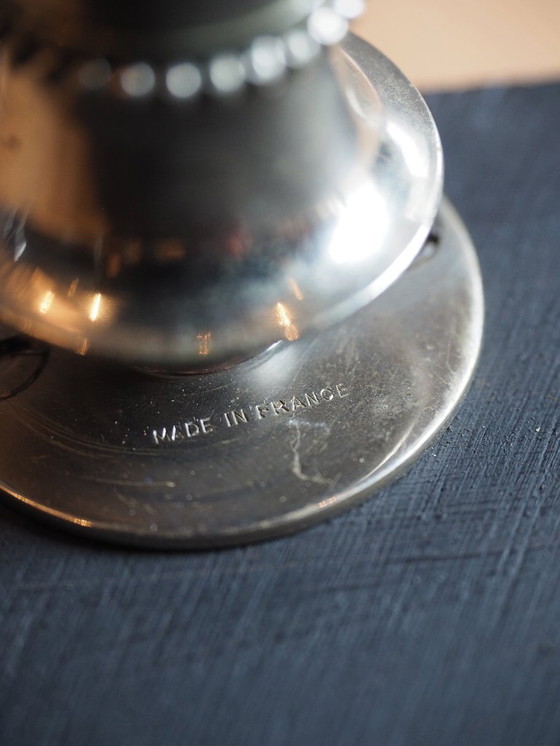 Image 1 of Mesa auxiliar Charles & Fils con patas de león y madera de raíz hexagonal