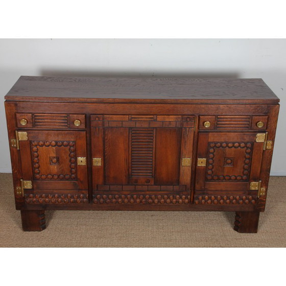 Sideboard aus Eiche und Messing im Stil von Charles Dudouyt, 1940 – Highboards, Wood (photo 3 of 11)