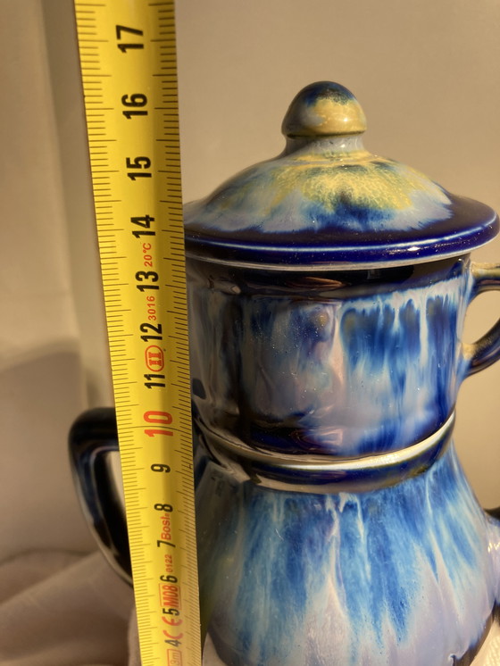 Image 1 of Vintage tweedelige theepot van steengoed van Alphonse Mouton