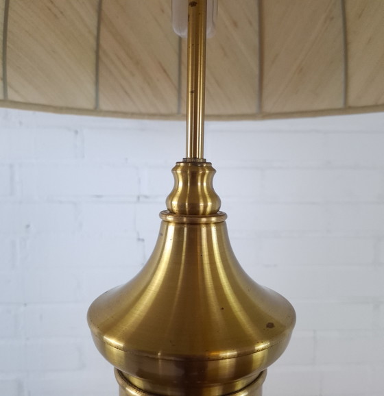 Image 1 of Vintage mushroom brass XL table lamp mid-century modern design 1970s