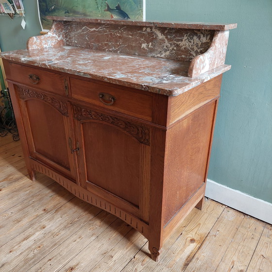 Image 1 of Antique French sideboard with marble top