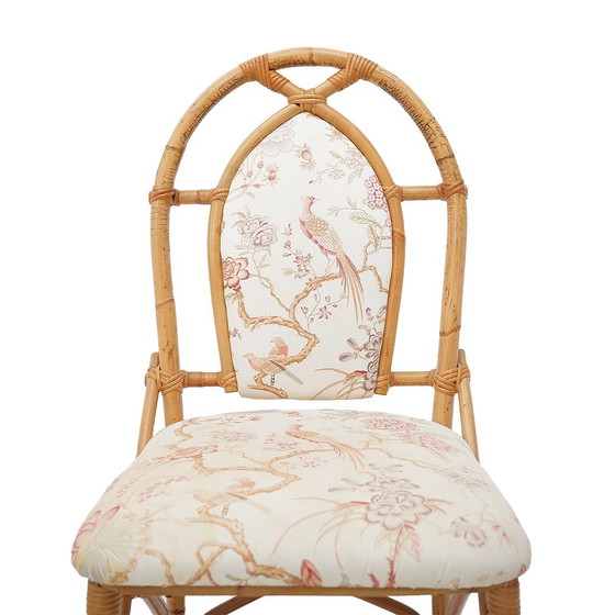 Image 1 of 4 Rattan and Fabric Chairs by Achille Ripamonti, 1980s