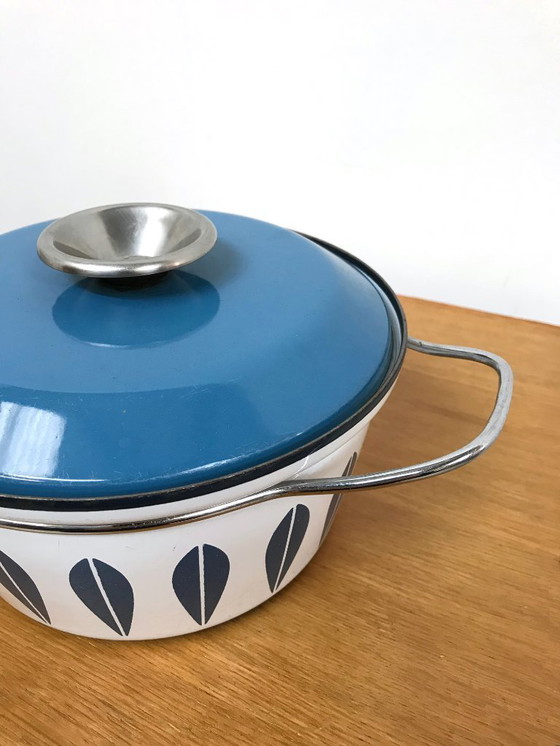 Image 1 of 60s 70s Vintage Cathrineholm of Norway Enamel Lotus Saucepan