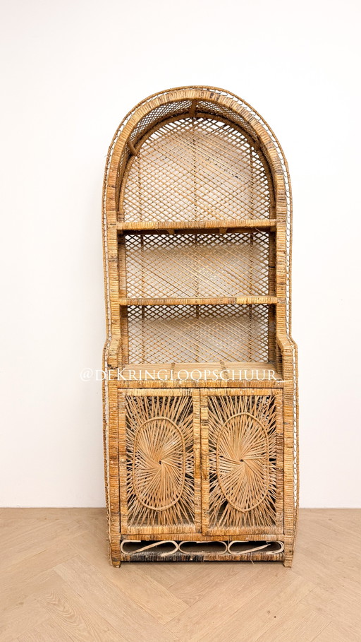 Mobile ad arco vintage in rattan con motivo a raggiera – wandkast, Bamboo (photo 2 of 8)