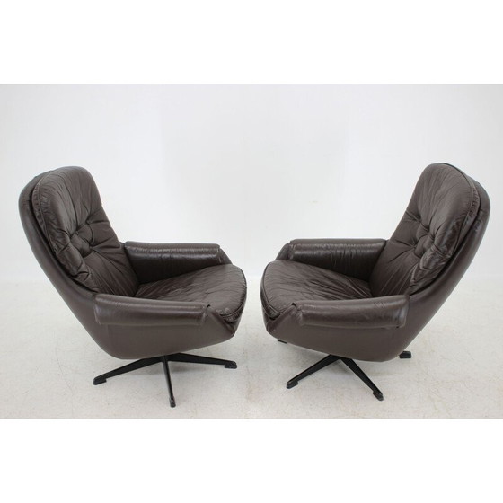 Image 1 of Pair of vintage leather lounge armchairs by Peem, Scandinavia 1970