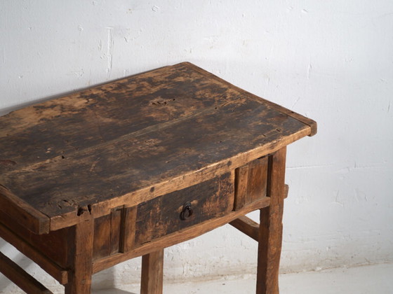 Tavolo antico in legno massello – Tavolino cinese con cassetto – circa 1900 – Console, Rustic (photo 14 of 40)