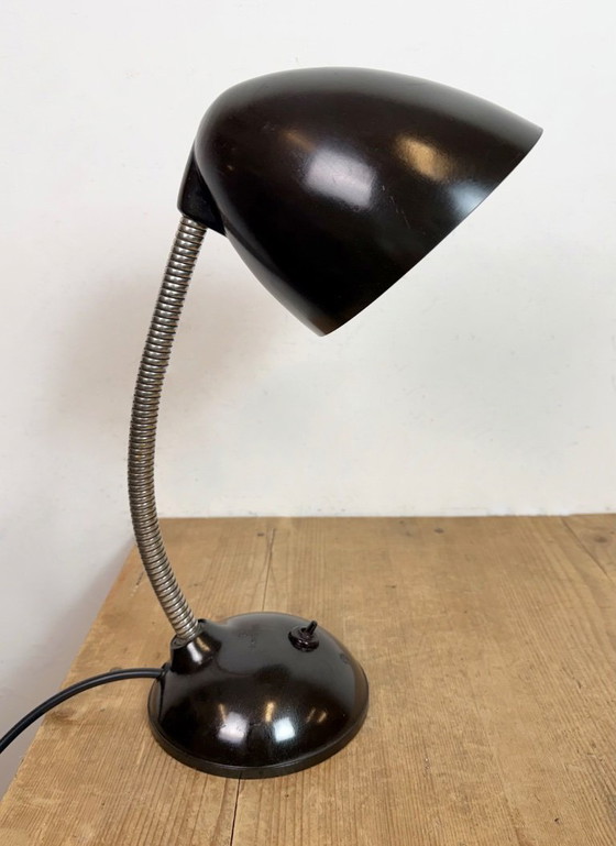 Image 1 of Vintage Brown Bakelite Gooseneck Table Lamp, 1950s