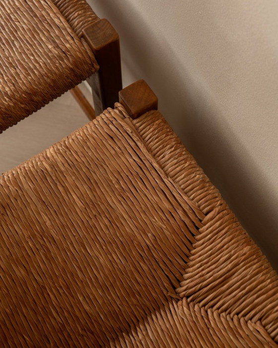 French Mid-Century Wood and Rush Dining Chairs, 1960s, Set of 6, Beige (photo 13 of 22)