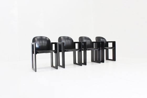 Image 1 of Chaises de salle à manger Dialogo en cuir noir par Afra et Tobia Scarpa pour B&B Italia