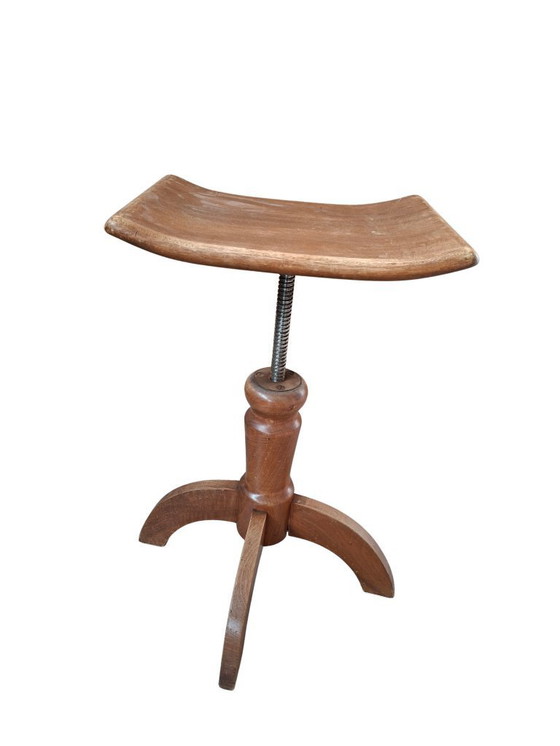 Image 1 of Vintage schroefkruk - jaren 70, gemaakt van massief beukenhout