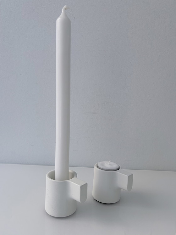 Set aus 2 Ikea Ypperlig Hay Design Kerzenhalter Weiß – Aluminium (photo 3 of 7)