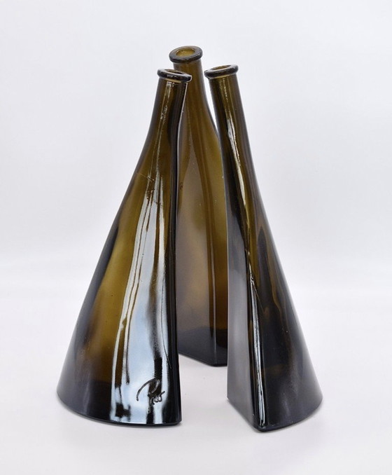 Jarrón rompecabezas colorido Paco Amber de O. Frey & Co., década de 1970. – Arte en vidrio, Glass (photo 5 of 6)