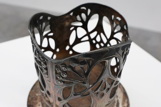 Image 1 of Jugendstil Weinflaschenhalter aus Zinn, gemarkt Urania 1075, ca. 1910
