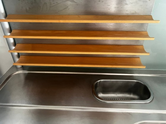 Bulthaup System 20 with Bosch retro refrigerator and oven/microwave block, Furniture, Glass, Metal, Brown (photo 7 of 16)