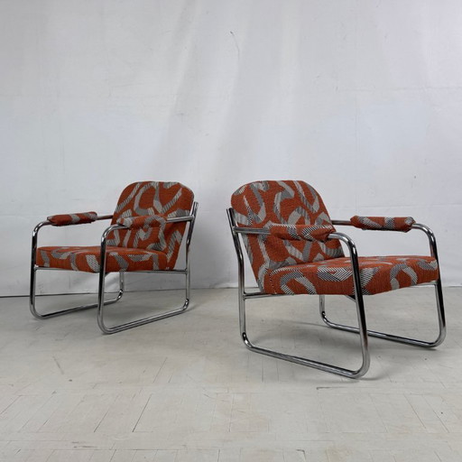 Bauhaus-Style Reupholstered Armchairs, 1990s