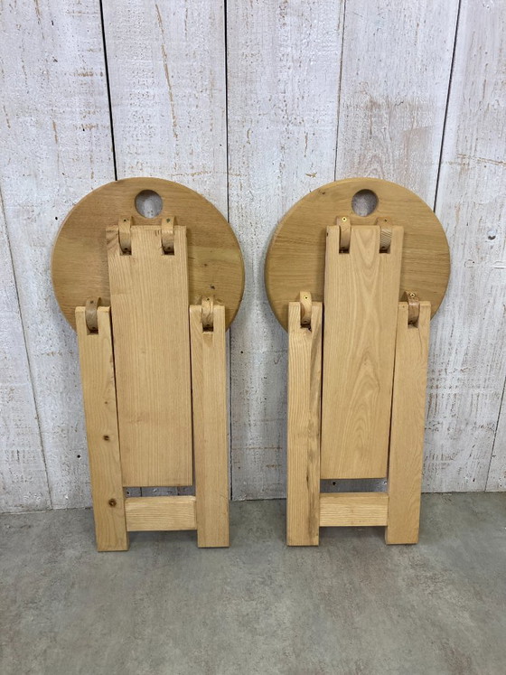 Paar opvouwbare krukjes – Hout, Messing (photo 3 of 7)
