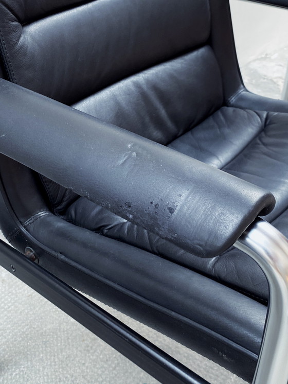 Image 1 of 4 sillas de conferencia de Jorgen Kastholm para Kusch &amp; Co., sillones de cuero y cromo negro, años 70