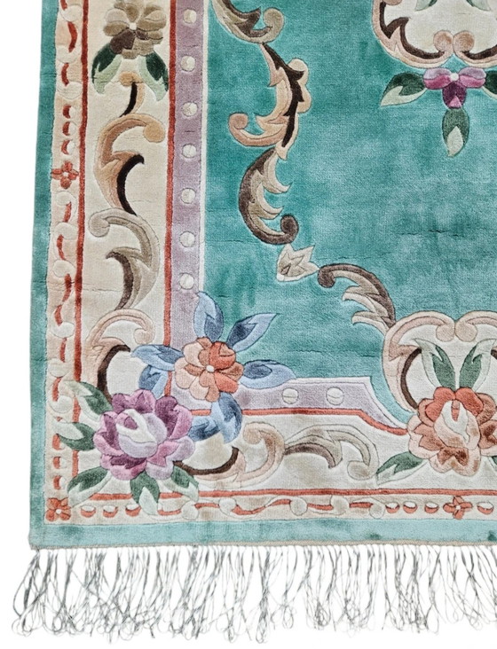 Image 1 of Hand-knotted Oriental Silk Carpet Aubusson Mint New 93x153cm