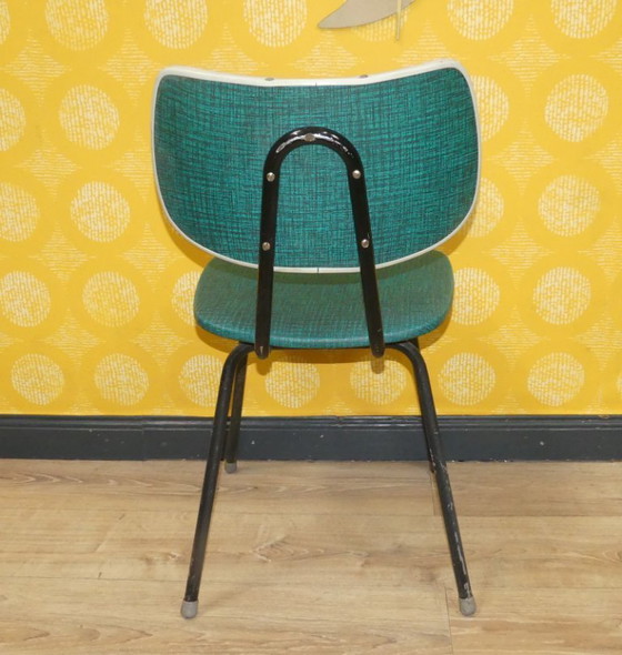 Image 1 of Chaise de cuisine des années 1960 + tabouret Métal style industriel