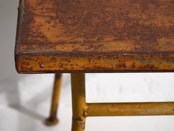 Ochre colored antique outdoor table (c.1920) #3, Garden tables, Iron, Brown, Vintage (photo 16 of 17)
