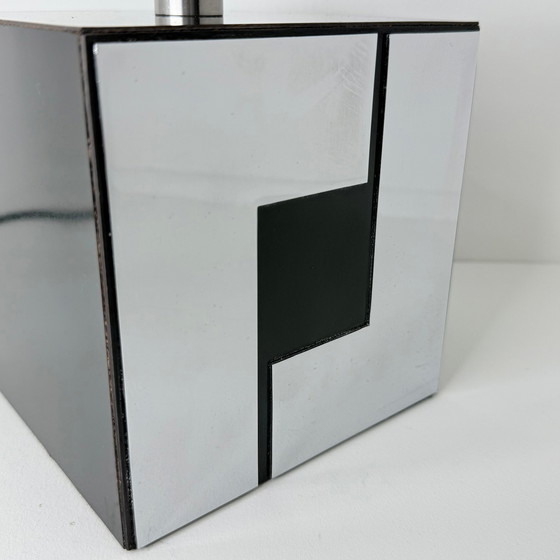 Image 1 of Vintage Cube Lampe - Holz & Metall - Art Deco - 1960