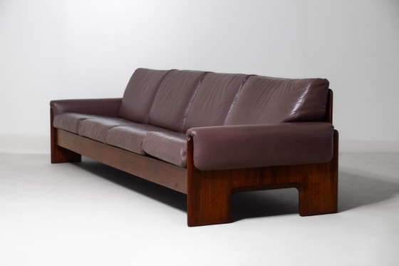 Ampio Divano Loft Minimalista, Italia anni '70 – Divani 3 posti, Wood, Leather (photo 16 of 19)