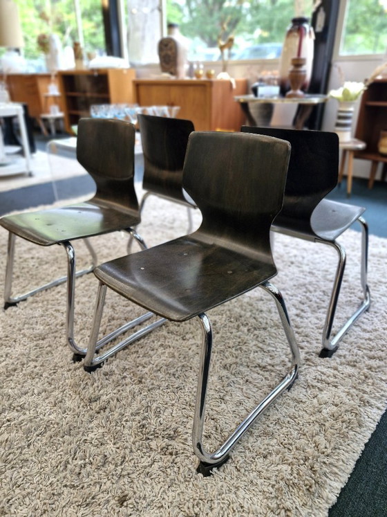 Image 1 of Vintage Flötotto Pagholz High Chairs (Set of 4)