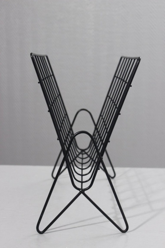 Image 1 of vintage wire magazine rack, modernist design