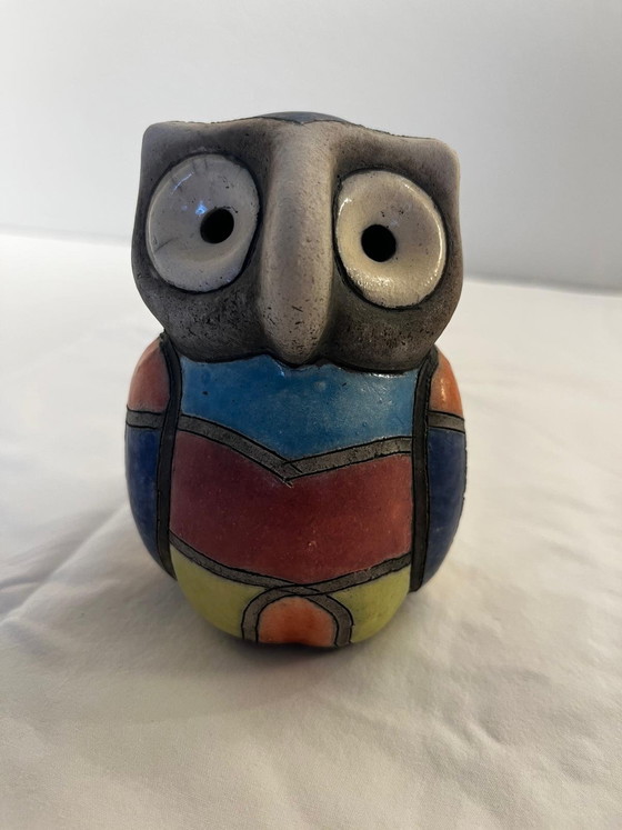 Image 1 of Set van drie veelkleurige Raku vogelfiguren