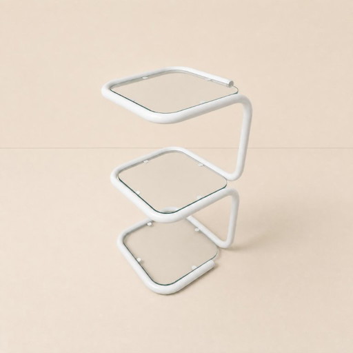 Vintage-Beistelltisch aus weißem Metallrohr und Glas, modernistisches Design aus den 1980er Jahren