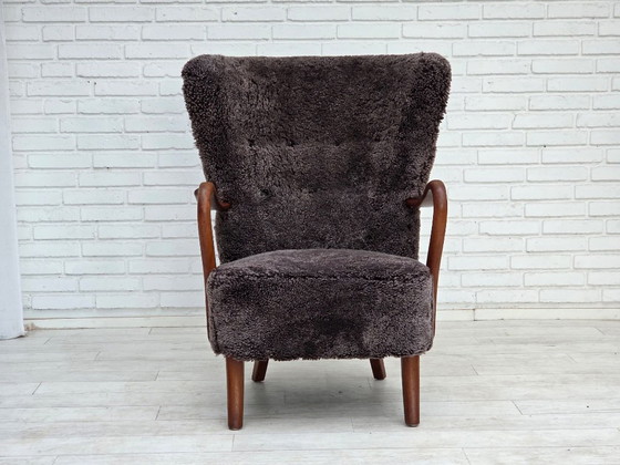1960s, Danish armchair, reupholstered, genuine sheepskin. – Other (photo 17 of 22)